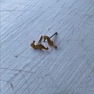 Gold Seahorse Stud Earrings